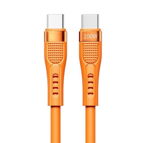 PDATeknoloji 100W Type-C to Type-C Hızlı Şarj ve Data Kablosu 1.3m Turuncu AZ-B03a