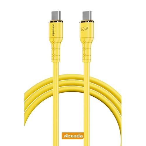 PDAteknoloji Azeada Linshion Serisi 60W Type-C to Type-C Hızlı Şarj ve Data Kablosu 1m Sarı AZ-B07AS