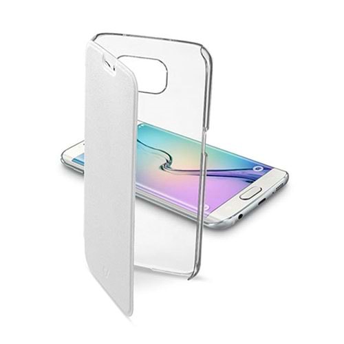 Cellular L. Galaxy S6 Edge Clear Book Kılıf - Beyaz CLEARBOOKGALS6EW