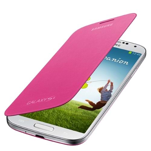 Samsung i9500 Galaxy S4 Orjinal Flip Cover Kılıf - Pembe EF-FI950BPEGWW