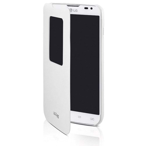 LG L70 ile Uyumlu Kasalı Kapaklı Orjinal Flip Cover Kılıf - Beyaz - CCF-400 AGEUWH