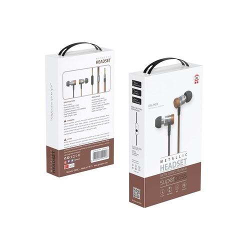 PDAteknoloji Metalik Stereo Mikrofonlu Kulaklık 1.2m Kahverengi GM-999K