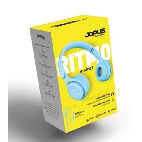 Jopus Ritmo Kulak Üstü Kablolu Kulaklık Katlanabilir JS-80 (Mavi)