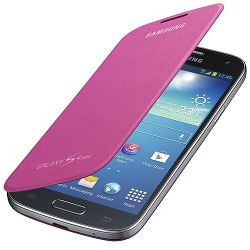 OUTLET Samsung i9190 Galaxy S4 Mini Orjinal Flip Cover Kılıf - Pembe (Outlet)