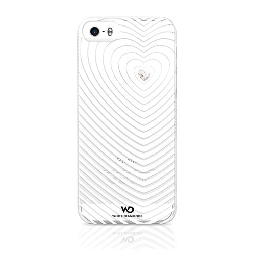 OUTLET White Diamonds iPhone SE/5S/5 Swarovski Heartbeat Desenli Kılıf - Beyaz (Outlet)