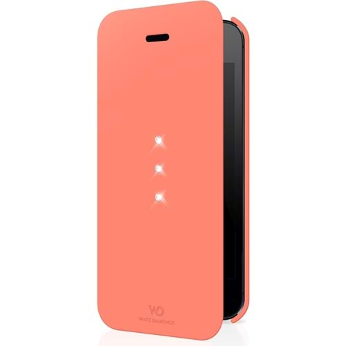 OUTLET White Diamonds iPhone SE/5S/5 Swarovski Crystal Booklet Desenli Kılıf - Coral OUTLET