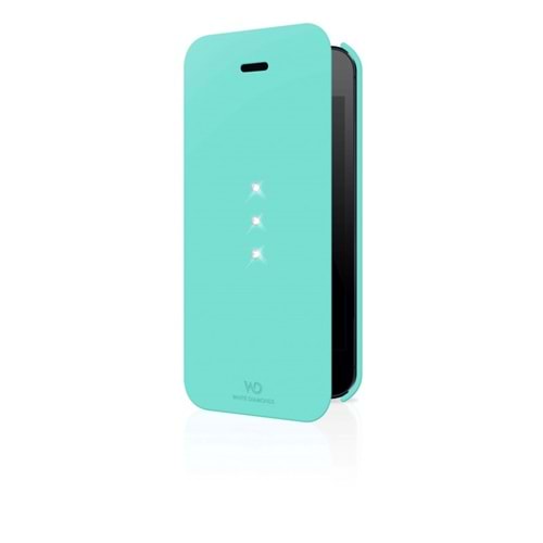 OUTLET White Diamonds iPhone SE/5S/5 ile Uyumlu Swarovski Crystal Booklet Desenli Kılıf - Yeşil OUTLET