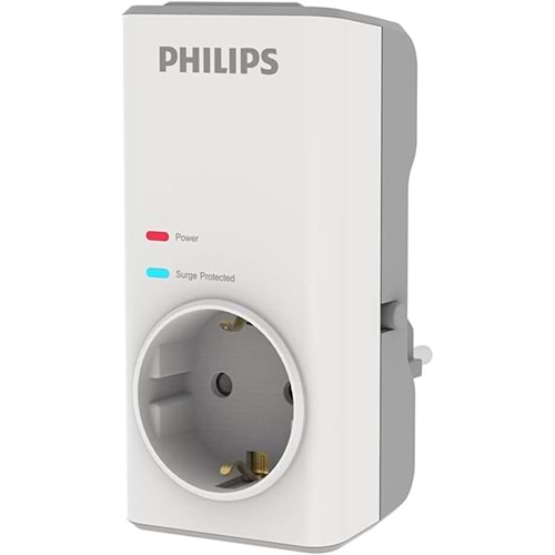 OUTLET Philips CHP7010W Tekli Akım Koruma Priz, 1140J, Beyaz OUTLET