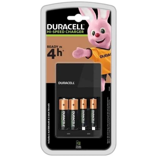 Duracell CEF14 Yüksek Hızlı Pil Şarj Cihazı, 4 saat (1 adet) + Şarj Edilebilir AA ve AAA Pil (2'şer adet) (BU ÜRÜN OUTLETTİR)