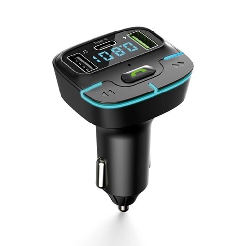 PDAteknoloj F9 Araç Fm Transmitter 5.3 Bluetooth Araç Kiti Usb Type-C Hızlı Şarj Çıkışlı Çakmaklık Girişli (BU ÜRÜN OUTLETTİR)