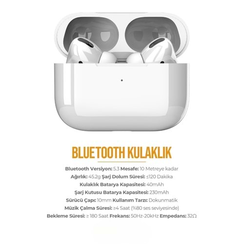 PDAteknoloji PD-BT113 3.Nesil Bluetooth Kulaklık V5.3 - Beyaz