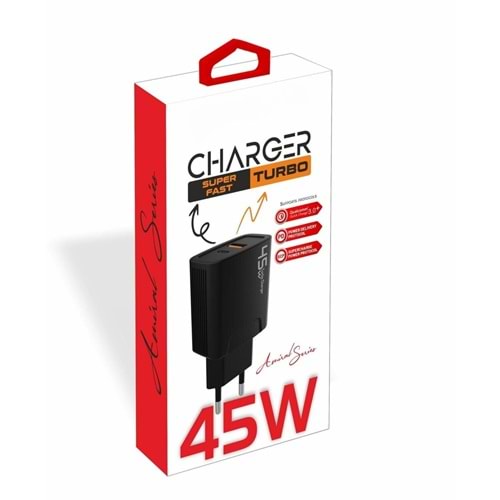 PDAteknoloji 45 watt USB + Type-C PD Hızlı Şarj Başlık Adaptör Fast Turbo Qualcomm 3.0 (Yerli Üretim)