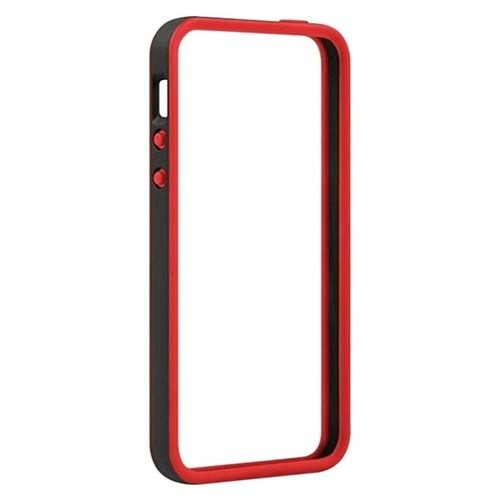 Tavik Apple iPhone SE/5S/5 Kılıf Bumper Siyah-Kırmızı PKG1169