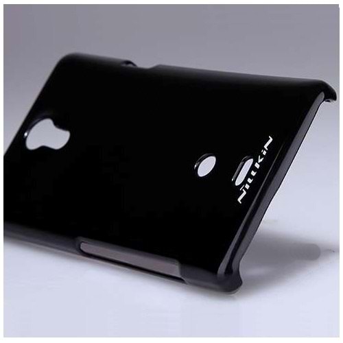 Sony Xperia T LT30p Nillkin Marka Parlak Sert Kauçuk Kılıf - Siyah