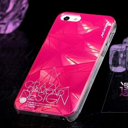 Apple iPhone SE/5S/5 Nillkin Marka Sert Kauçuk Kılıf (3D Shadow) - Koyu Pembe