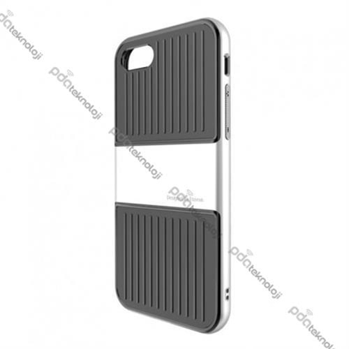 Baseus Apple iPhone 7 / 8 Plus ile Uyumlu Travel Series Case Kılıf - Light Silver