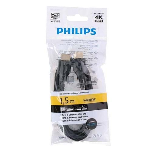 Philips SWV5401P/10 1.5 m 4K 2160p Altın Uçlu HDMI Kablo