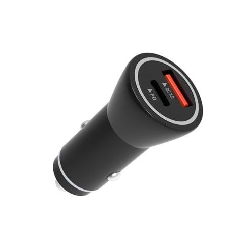PDAteknoloji Yetty 20W USB + PD Hızlı Araç Şarj Cihazı Siyah YC-20 (Yerli Üretim)