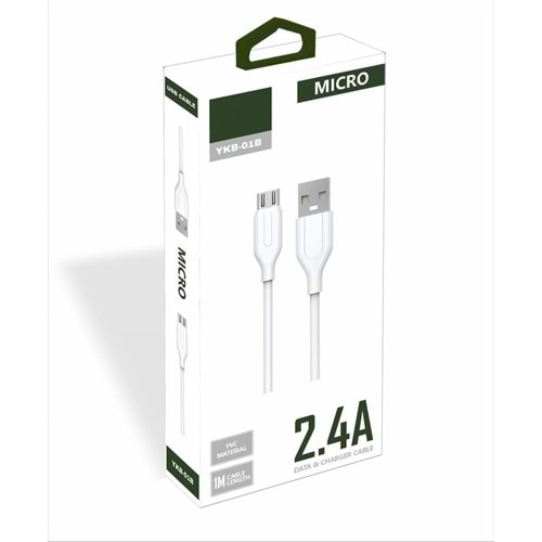PDAteknoloji Yetty 2.4A Micro USB Kablo 1m Beyaz YKB-01B