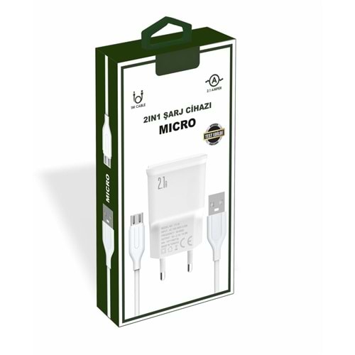 PDAteknoloji Yetty 2 in 1 Şarj Cihazı +1m Micro USB Kablo Beyaz YT-30M (Yerli Üretim)