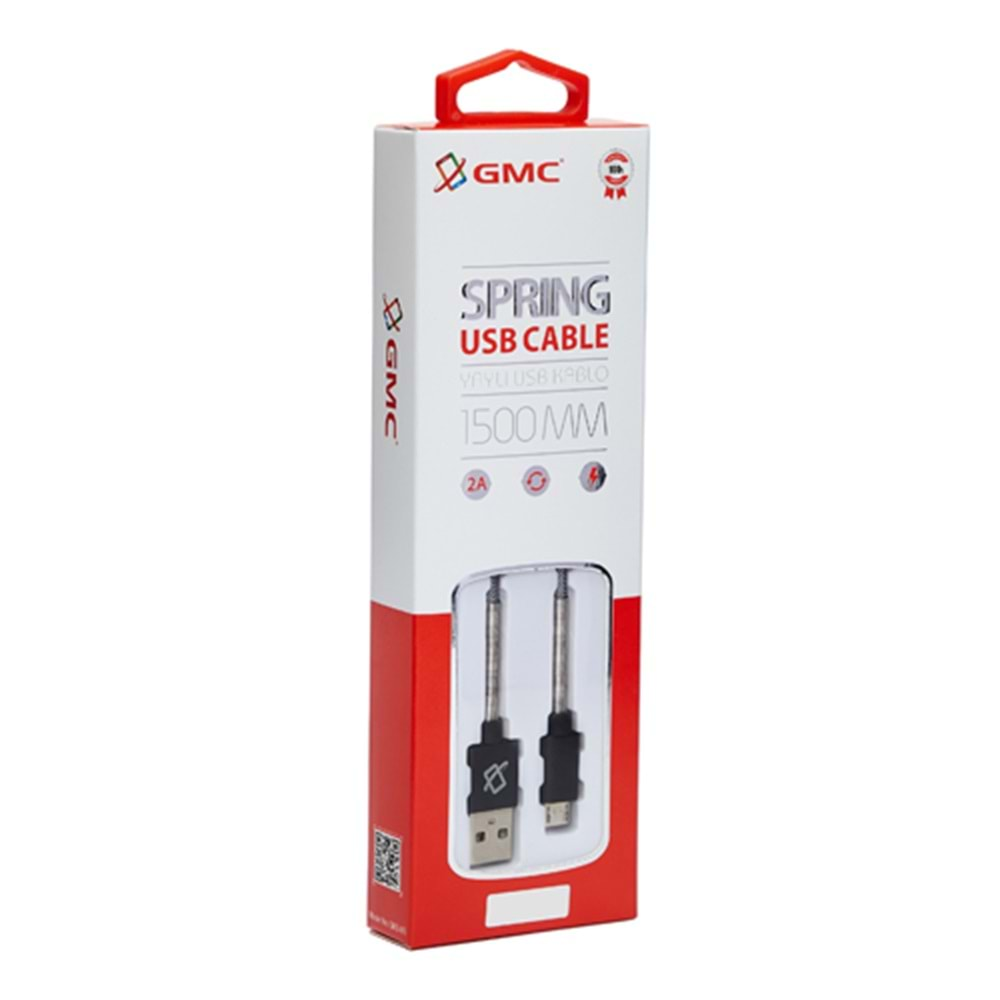 GMC Spring Yaylı 1,5m Micro Usb Kablo