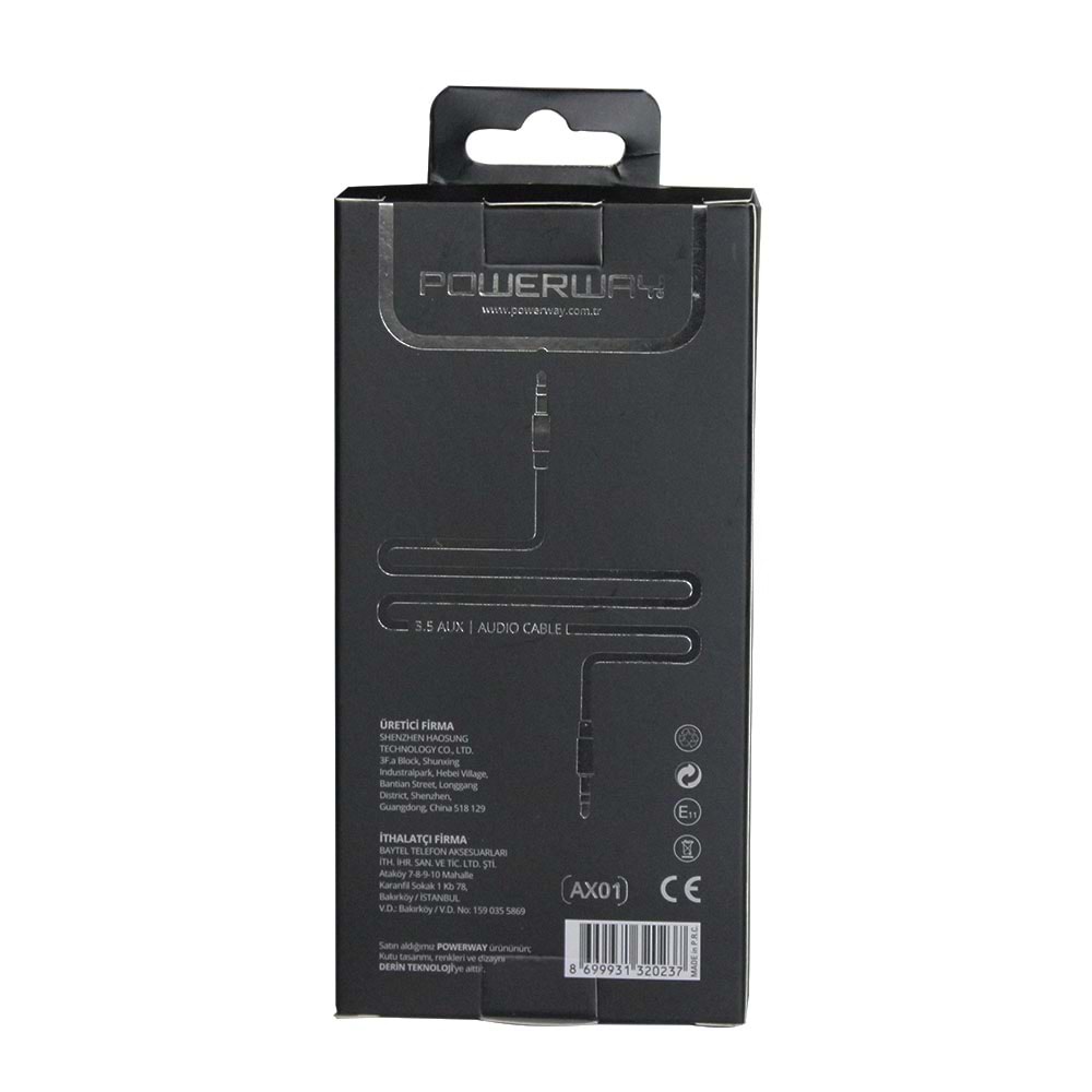 Powerway Aux Kablosu Siyah AX01