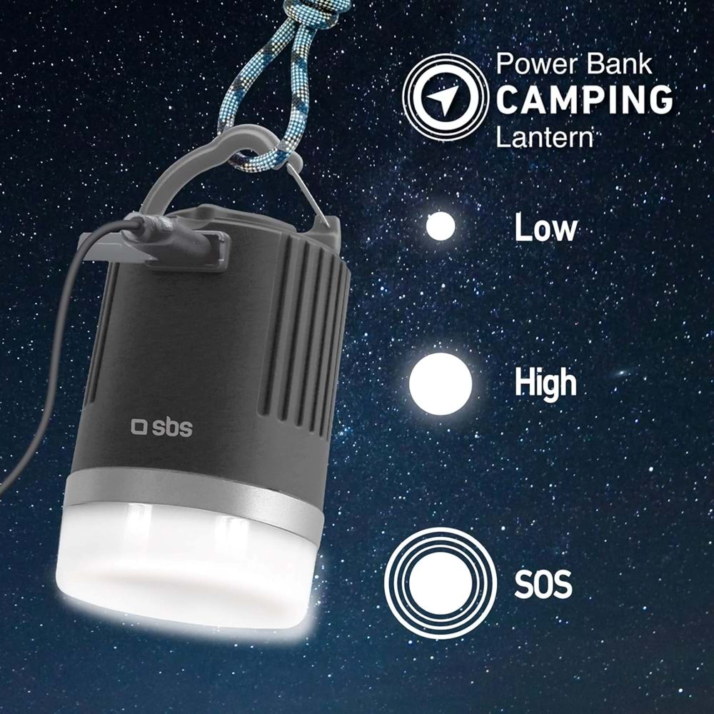 OUTLET SBS Outdoor Waterproof Led Fenerli Taşınabilir Şarj Cihazı 8800 mAh (OUTLET)