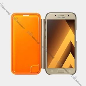 Samsung Galaxy A3(2017) Orjinal Neon Flip Cover - Gold EF-FA320PFEGWW (BU ÜRÜN OUTLETTİR )