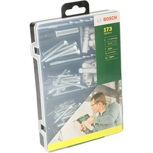 Bosch 173 Parça Aksesuar & Sabitleme Seti, Matkap ucu, Vidalama ucu, Vida, Dübel - 2607019511