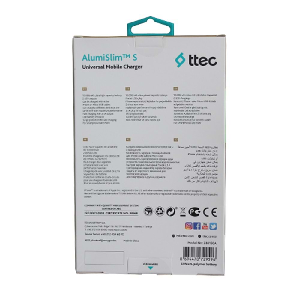 TTEC AlumiSlim S Harici Powerbank Şarj Cihazı 10000mAh Altın - 2BB150A