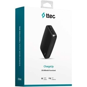 Ttec ChargeUp 20.000 mAh Taşınabilir Hızlı Şarj Aleti/Powerbank Siyah 2BB210S