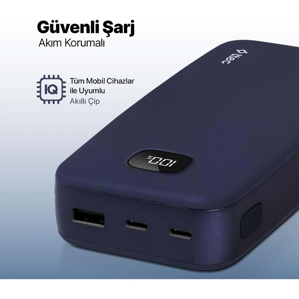 Ttec ChargeUp LCD 20.000 mAh Taşınabilir Hızlı Şarj Aleti/Powerbank Lacivert 2BB211L