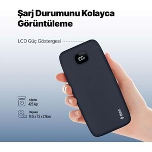 Ttec ChargeUp LCD 20.000 mAh Taşınabilir Hızlı Şarj Aleti/Powerbank Lacivert 2BB211L