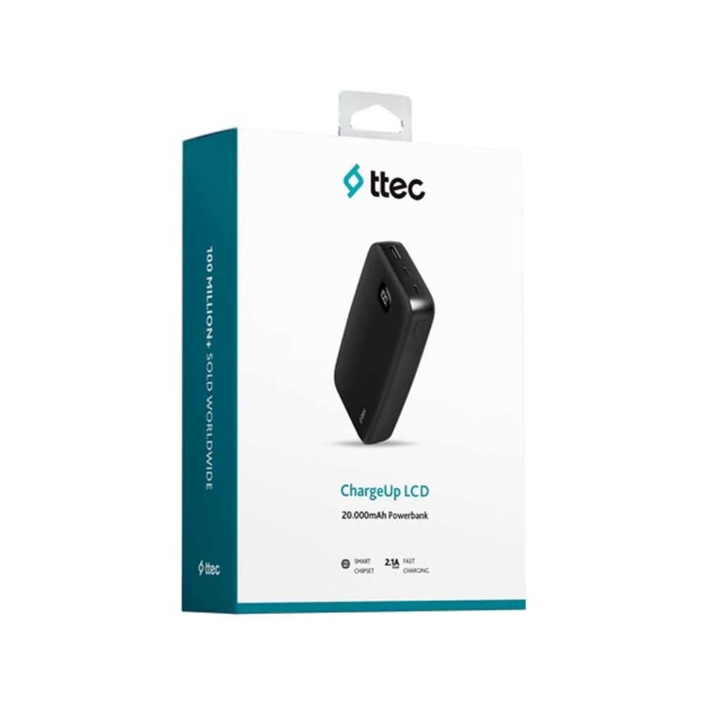 TTEC ChargeUp LCD 20000 mAh Taşınabilir Hızlı Şarj Aleti/Powerbank Siyah 2BB211S