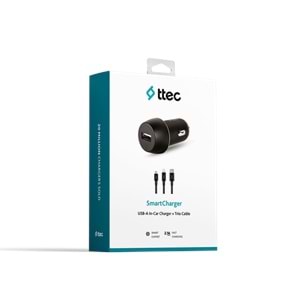 Ttec SmartCharger 2.1A Araç Şarj Aleti ve Trio Kablo Siyah - 2CKS20TS