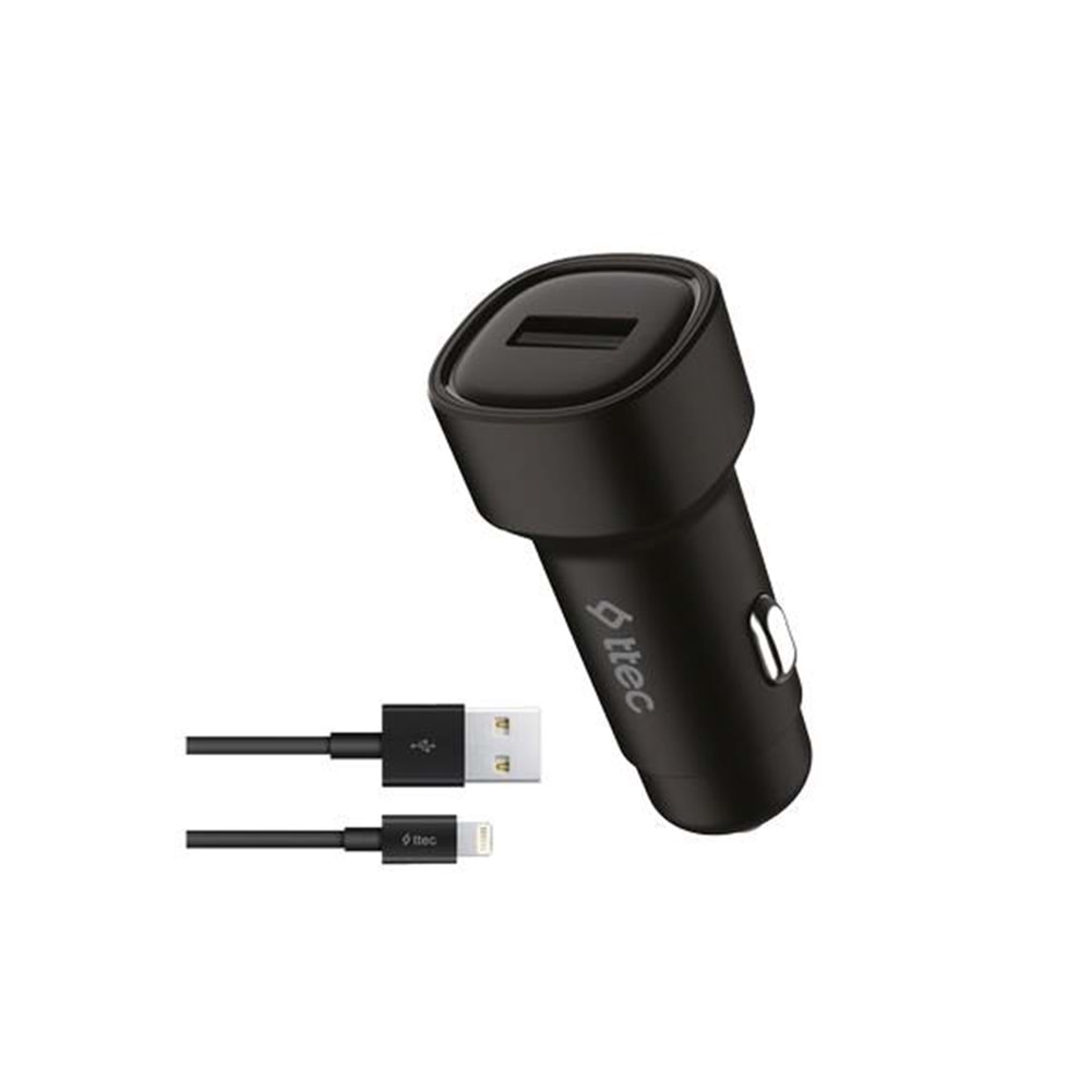 Ttec AkıllıŞarjCihazı 2.4A Araç Şarj Aleti + Lightning ile Uyumlu Kablo Siyah 2CKS30LS