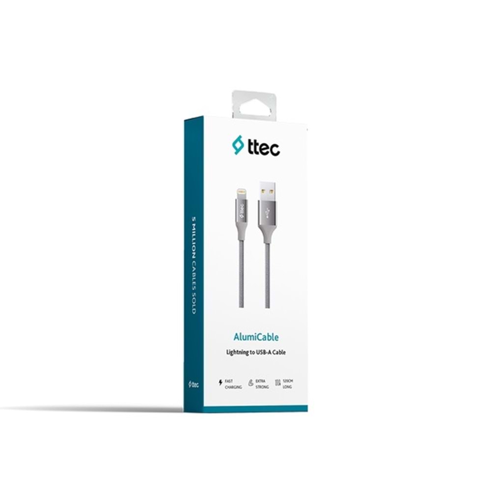 Ttec AlumiCable Lightning Kablo Uzay Grisi 1.2M - 2DK16UG