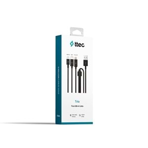 Ttec Trio Şarj Kablosu Type-C,Lightning,Micro USB 120cm Siyah - 2DK7521S