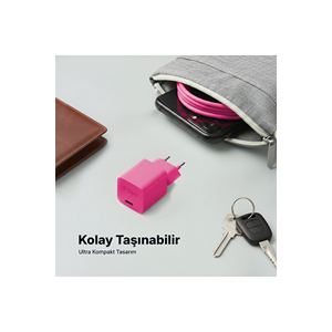 Ttec Special COLLECTION SmartCharger Pro GAN 20W PD Seyahat Hızlı Şarj Aleti + USB-C - USB-C 3A Kablo 1.2m Neon Pembe 2SCG20CNP (3 yıl garantili)
