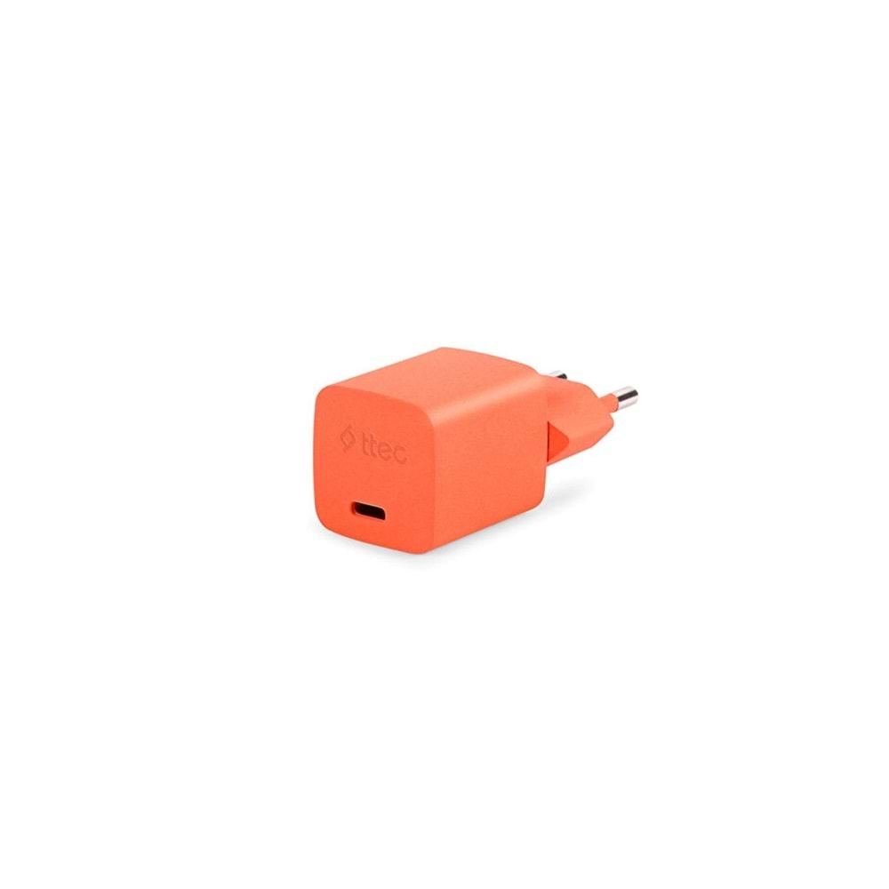 Ttec Special COLLECTION SmartCharger Pro GAN 20W PD Seyahat Hızlı Şarj Aleti + USB-C - USB-C 3A Kablo 1.2m Neon Turuncu 2SCG20CNT (3 yıl garantili)