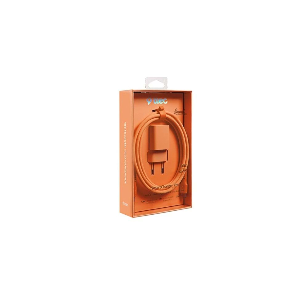 Ttec Special COLLECTION SmartCharger Pro GAN 20W PD Seyahat Hızlı Şarj Aleti + USB-C - USB-C 3A Kablo 1.2m Neon Turuncu 2SCG20CNT (3 yıl garantili)