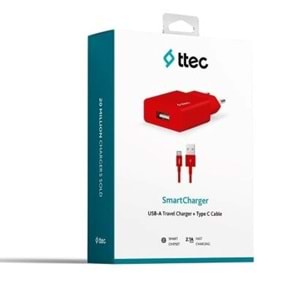 Ttec AkıllıŞarjCihazı Seyahat Şarj Aleti 2.1A + Type-C Kablo Kırmızı - 2SCS20CK