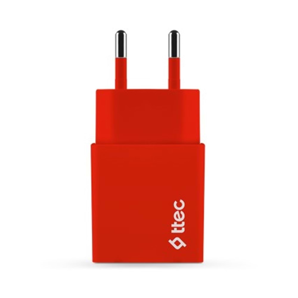 Ttec Smartcharger Seyahat Şarj Aleti 2.1A + Type-C Kablo Kırmızı - 2SCS20CK