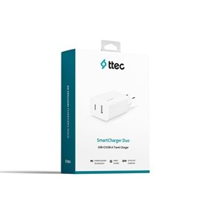 Ttec SmartCharger Duo PD 32W Seyahat Hızlı Şarj Aleti USB-C + USB-A Beyaz 2SCS24B
