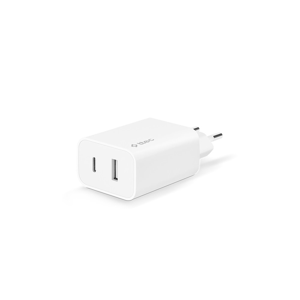 Ttec SmartCharger Duo PD 32W Seyahat Hızlı Şarj Aleti USB-C + USB-A Beyaz 2SCS24B