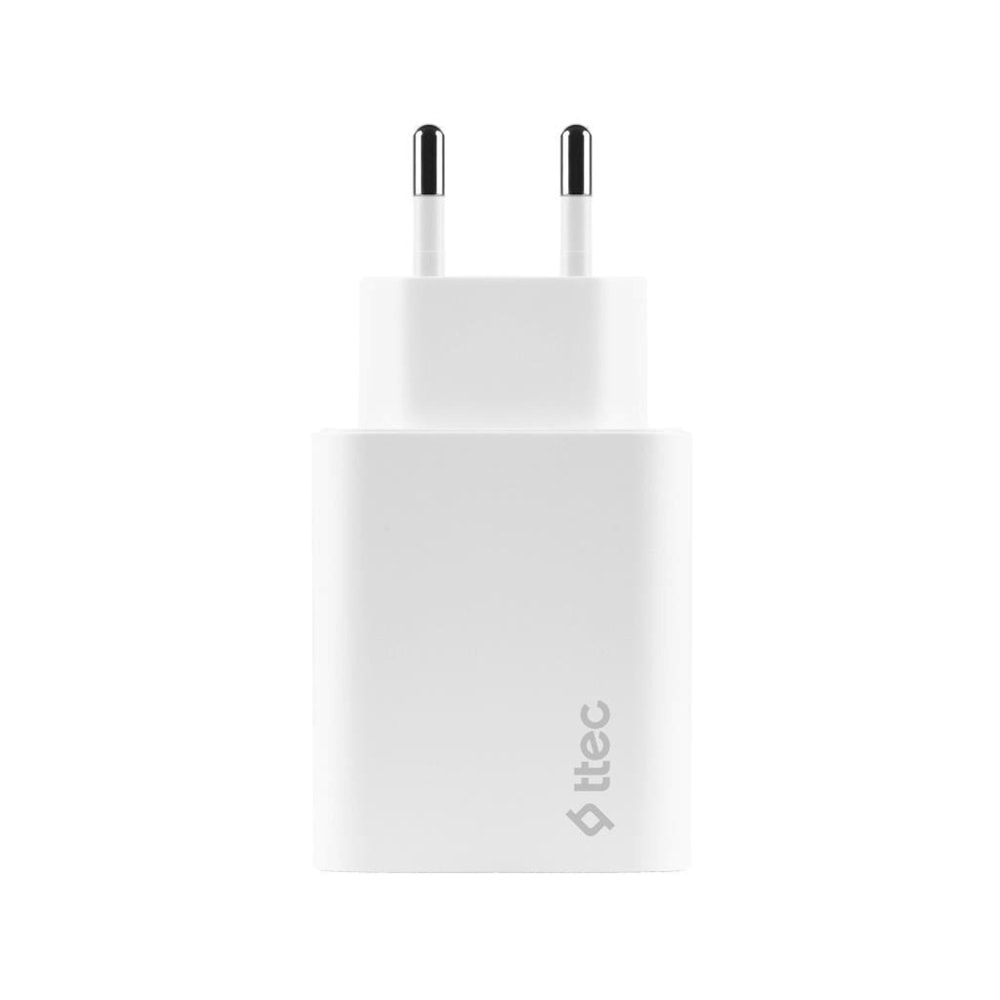 Ttec AkıllıŞarjCihazı İki Girişli USB-C+USB-A Şarj Aleti 2.4A Beyaz (KABLOSUZDUR) - 2SCS25B