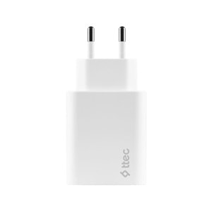 Ttec AkıllıŞarjCihazı İki Girişli USB-C+USB-A Şarj Aleti 2.4A Beyaz (KABLOSUZDUR) - 2SCS25B