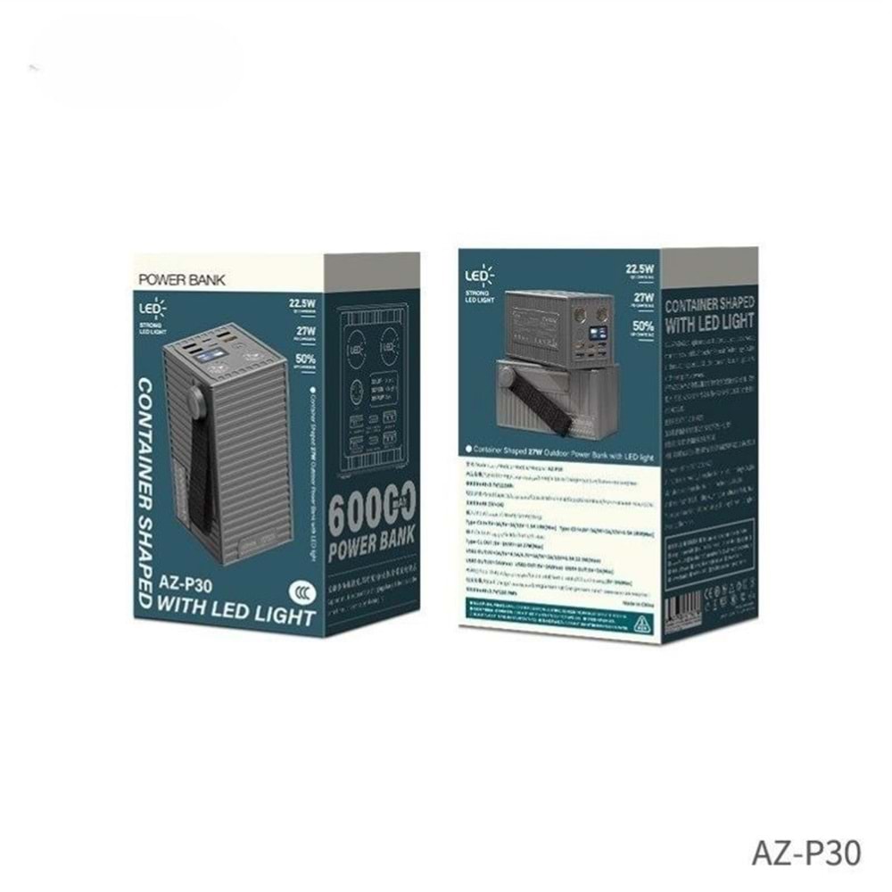 PDATeknoloji Azeada 60000mAh 27W Led Göstergeli Power Bank AZ-P30
