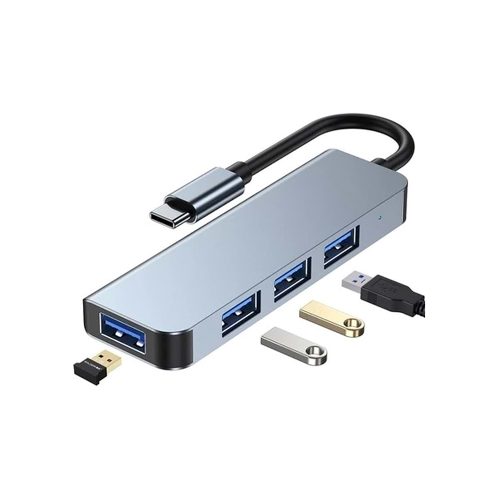 PDAteknoloji Type-C 4 In 1 USB 3.0 Hub Alüminyum Gövde USB Çoklayıcı Hub BYL-2013T