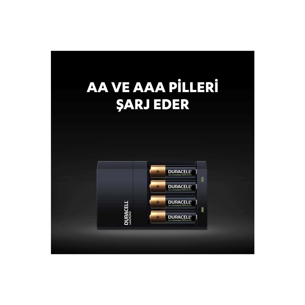 Duracell CEF14 Yüksek Hızlı Pil Şarj Cihazı, 4 saat (1 adet) + Şarj Edilebilir AA ve AAA Pil (2'şer adet)